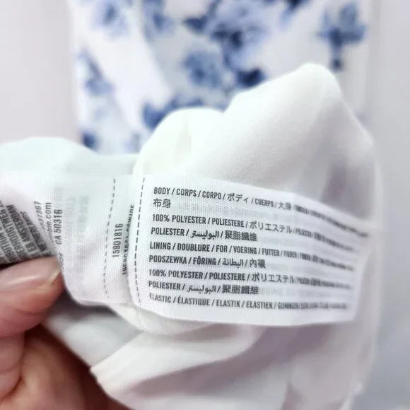 Abercrombie & Fitch Dress Size Small Blue Floral Corset Seamed Midi Slit - Picture 13 of 14